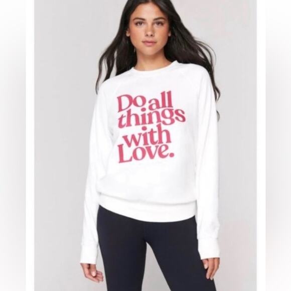 SPIRITUAL GANGSTER White Crewneck Graphic Sweatshirt "Love" Size XS - Picture 1 of 6